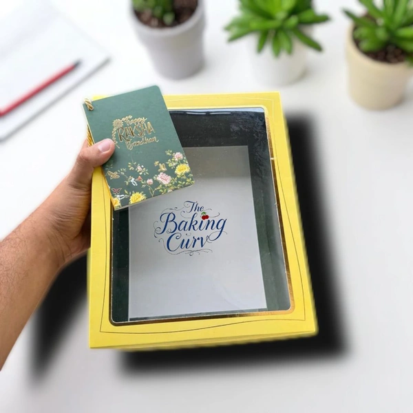 The Baking Curv "Luxury Emerald Green Foiled Hamper Box with Lace | Gift Packaging Box for Rakhi, Wedding, Festive Hampers"