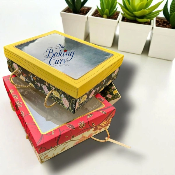 The Baking Curv "Luxury Emerald Green Foiled Hamper Box with Lace | Gift Packaging Box for Rakhi, Wedding, Festive Hampers"