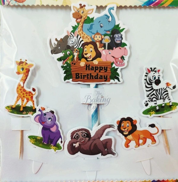 The Baking Curv Jungle Safari Theme Cake Topper Set
