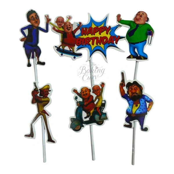 The Baking Curv Motu Patlu Birthday Cake Topper Set