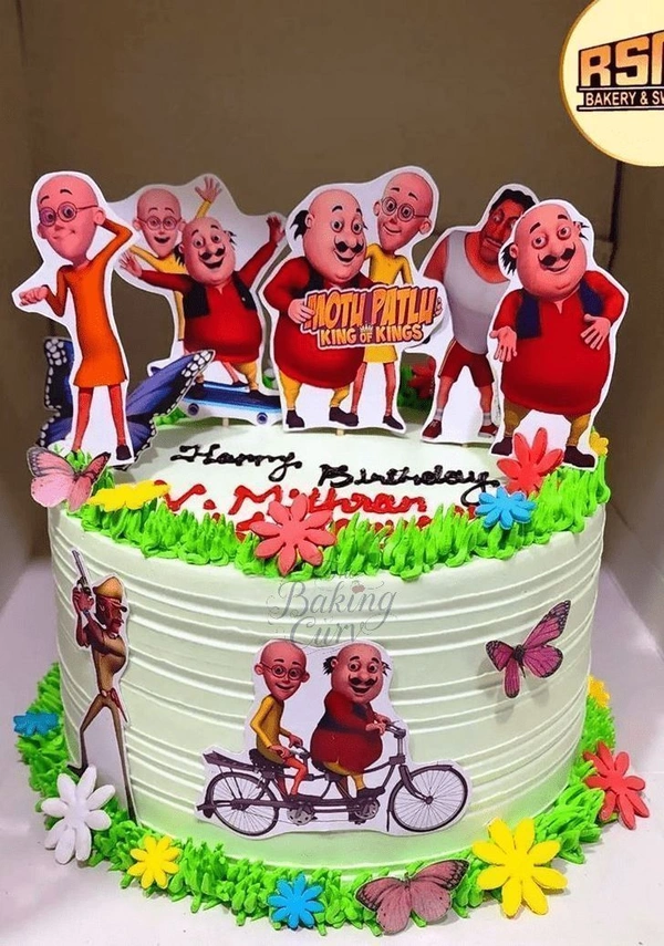 The Baking Curv Motu Patlu Cake Topper Set