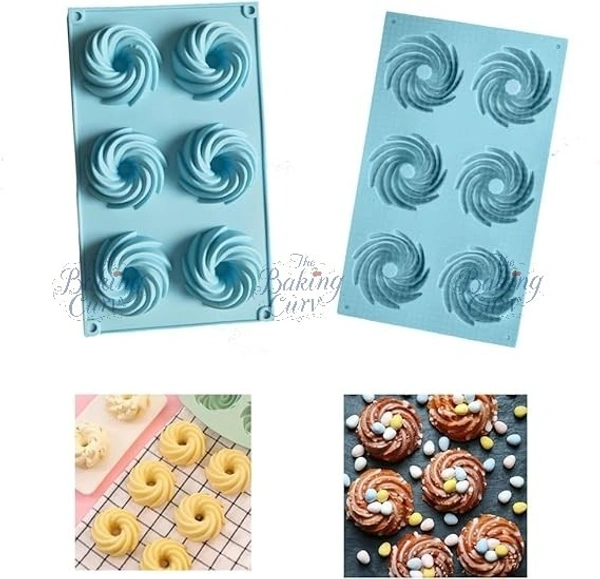 The Baking Curv Silicone Bundt Cake Mould Spiral Silicone Mould 6 Capacity Small Bundt Cake Mould Baking Mould Spiral Non-Stick Coating Cake Mould for Cake Muffin Brownie