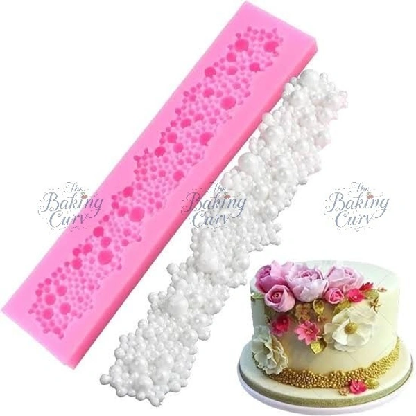 The Baking Curv Silicone Pearl Bubble Fondant Border Mould Lace Mold Cake Decorating