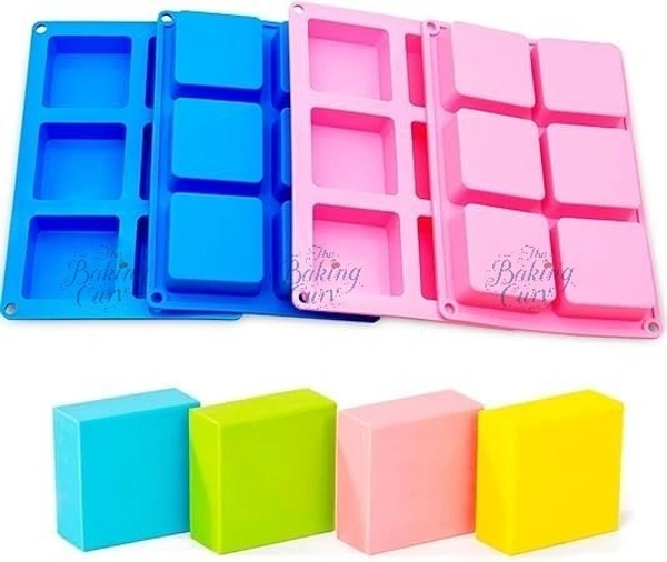 The Baking Curv Silicone Soap Mold, Square Soap Mould, 6 Cavity Square Shaped Soap Mould, Square Soap Bar Mould for Making Handmade Soaps