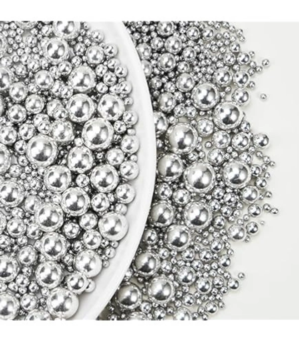 The Baking Curv Cake Topper Silver Sprinklers Mix Size (Imported Super Quality) - 100 Gms