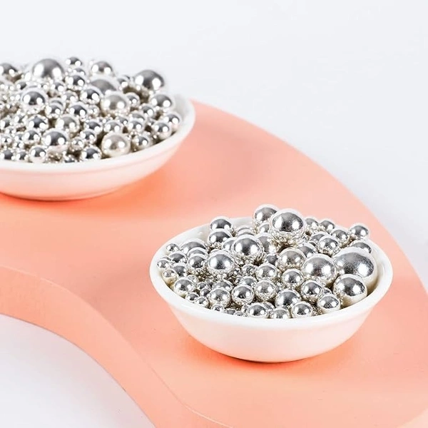 The Baking Curv Cake Topper Silver Sprinklers Mix Size (Imported Super Quality) - 100 Gms