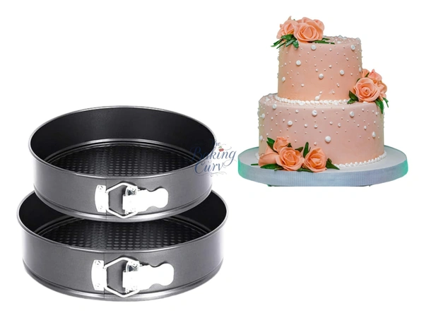 The Baking Curv Round Springform Cake Mould Set – 2pcs Non-Stick Removable Base Tins for Cheesecake & Baking