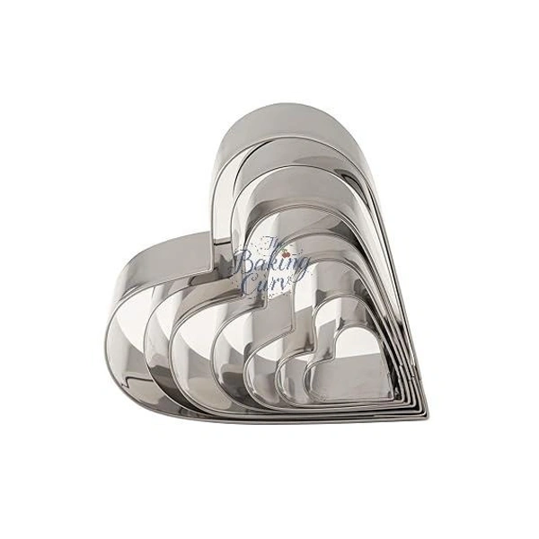 "Heart Shaped Stainless Steel Cookie Cutter Set of 7 Piece Nesting Molds for Cookies, Fondant & Crafts"