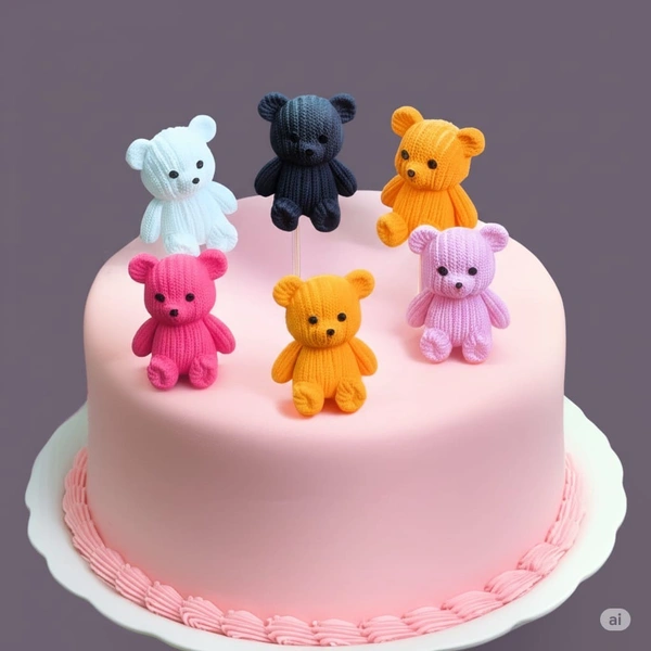The Baking Curv Teddy Bear Cake Topper Set – 8 Cute Figurines for Birthday & Baby Shower Cakes