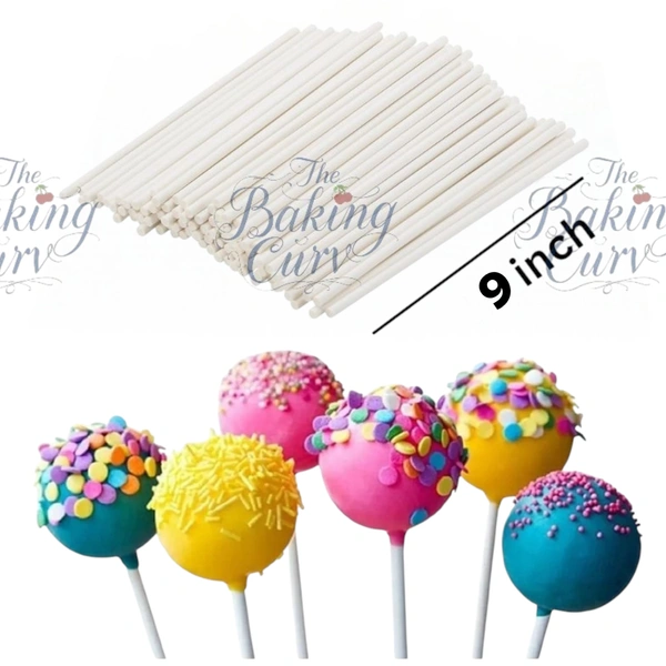 The Baking Curv Lollipop Sticks – 9 Inch Food-Grade Sturdy Sticks for Cake Pops, Candy, Chocolates & DIY Treats