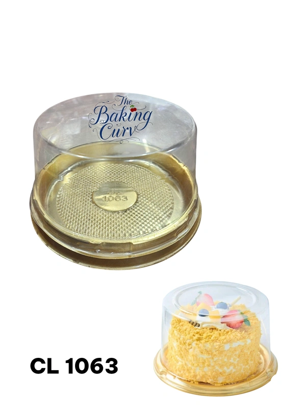 The Baking Curv  PVC Round Bento Box With Golden Base Cake Box (CL1063) Pack of 500
