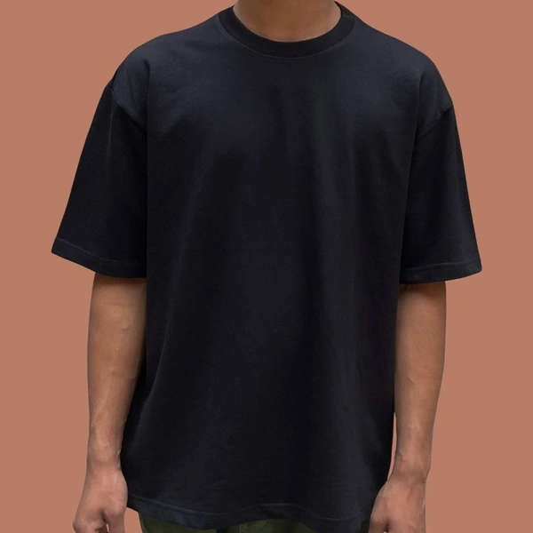 Oversized Drop-shoulder Black 100% Cotton - M