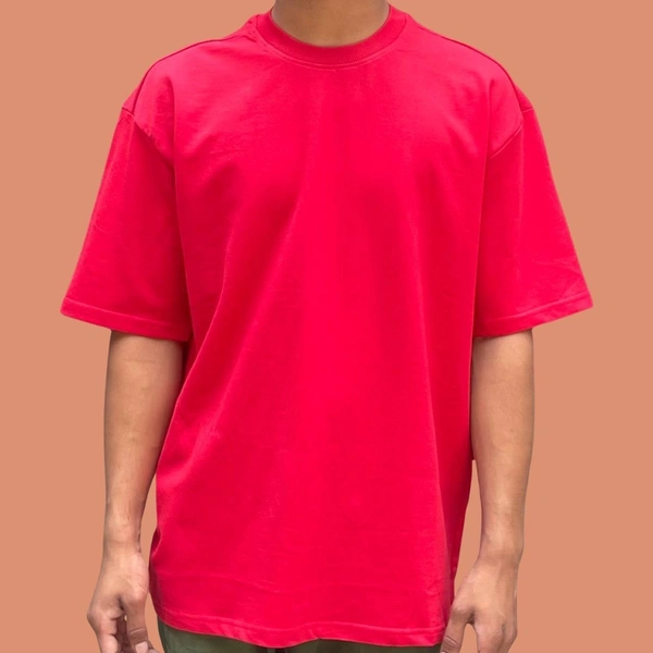 Oversized Drop-shoulder Red 100% Cotton - M