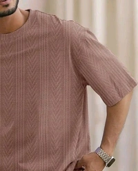 Men Solid Casual Pink T-Shirt
 - S