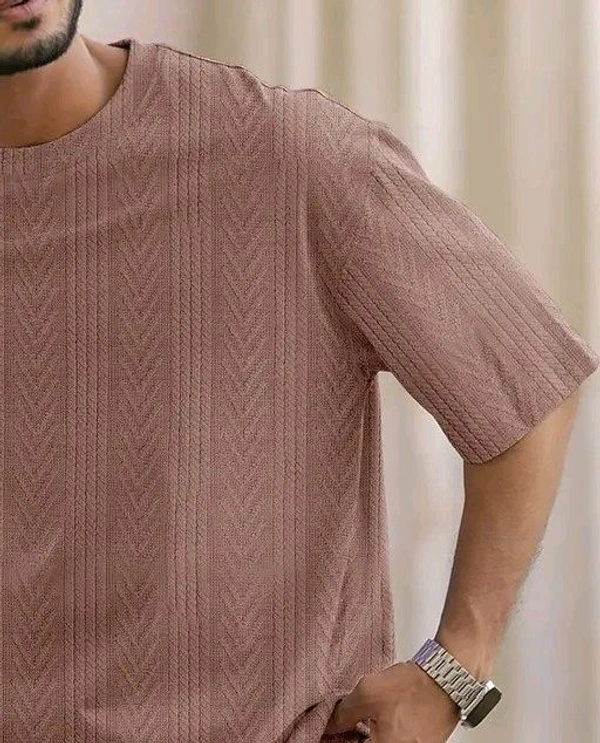Men Solid Casual Pink T-Shirt
 - S
