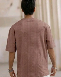 Men Solid Casual Pink T-Shirt
 - S