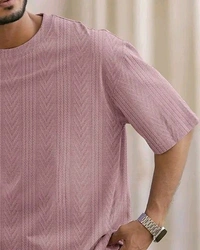Men Solid Casual Pink T-Shirt
 - S