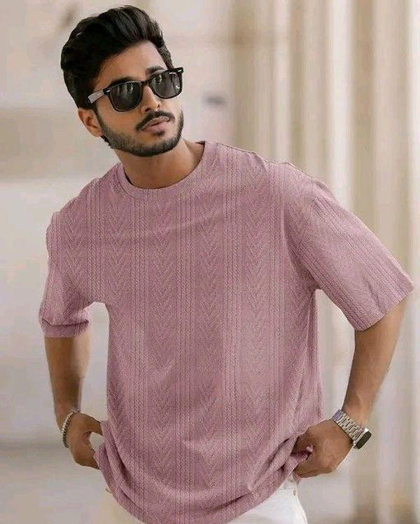 Men Solid Casual Pink T-Shirt
 - XL