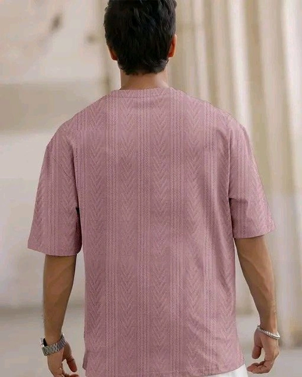 Men Solid Casual Pink T-Shirt
 - XL