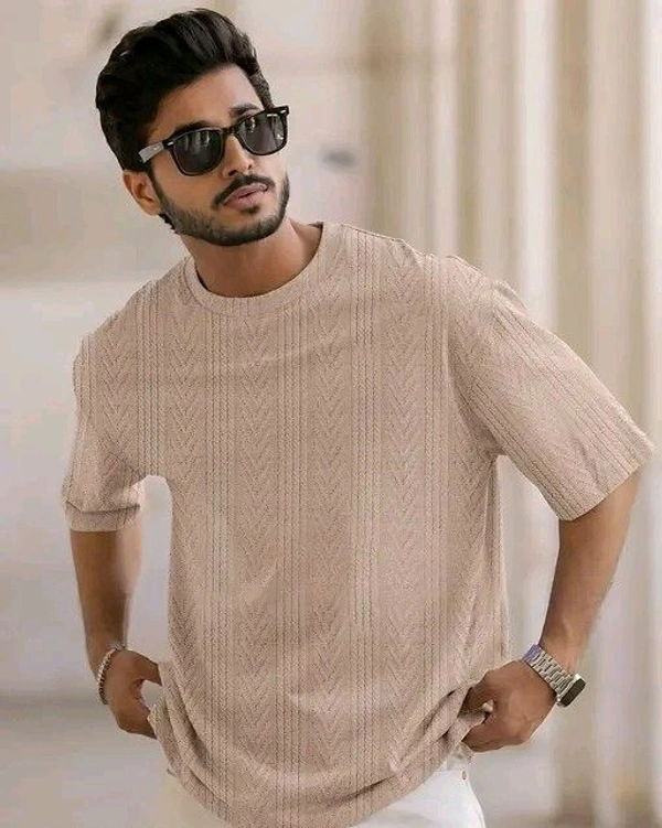 Men Solid Casual Pink T-Shirt
 - XL