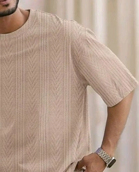 Men Solid Casual Pink T-Shirt  - M