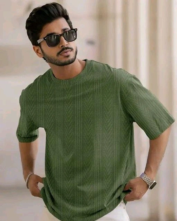 Men Solid Casual Pink T-Shirt  - M