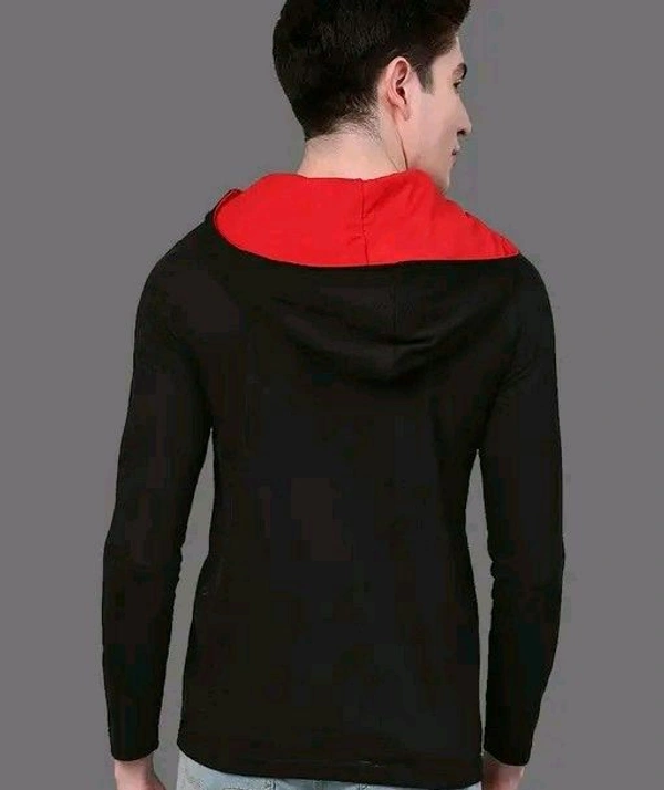 EyeBogler Self Design Men Hooded Neck T-Shirt - Mine Shaft, Black, M