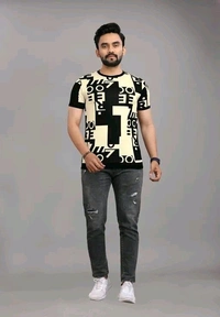 FABRIPPLE Men's Typography Round Black Tshirts - Wattle, S