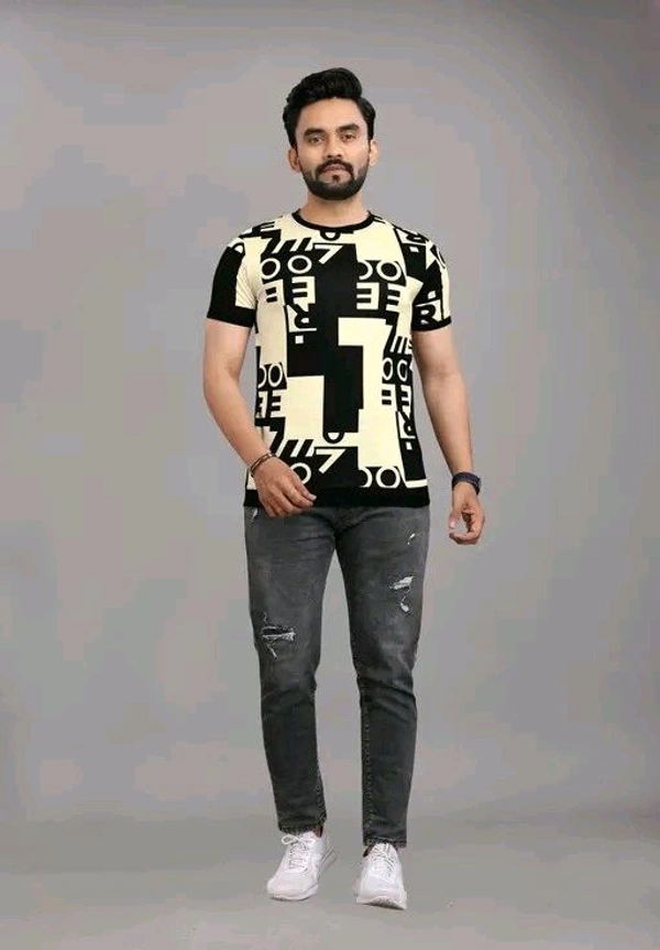 FABRIPPLE Men's Typography Round Black Tshirts - Wattle, S
