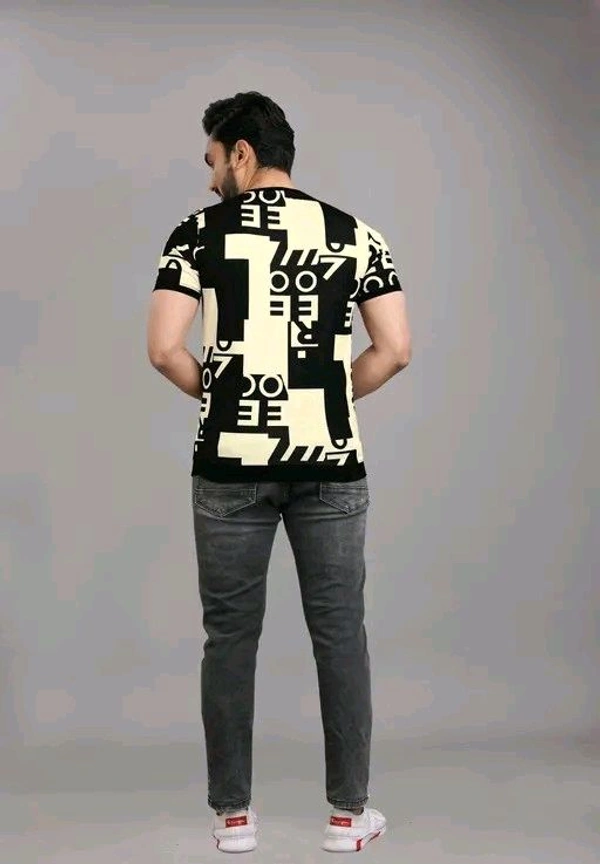 FABRIPPLE Men's Typography Round Black Tshirts - Wattle, XL