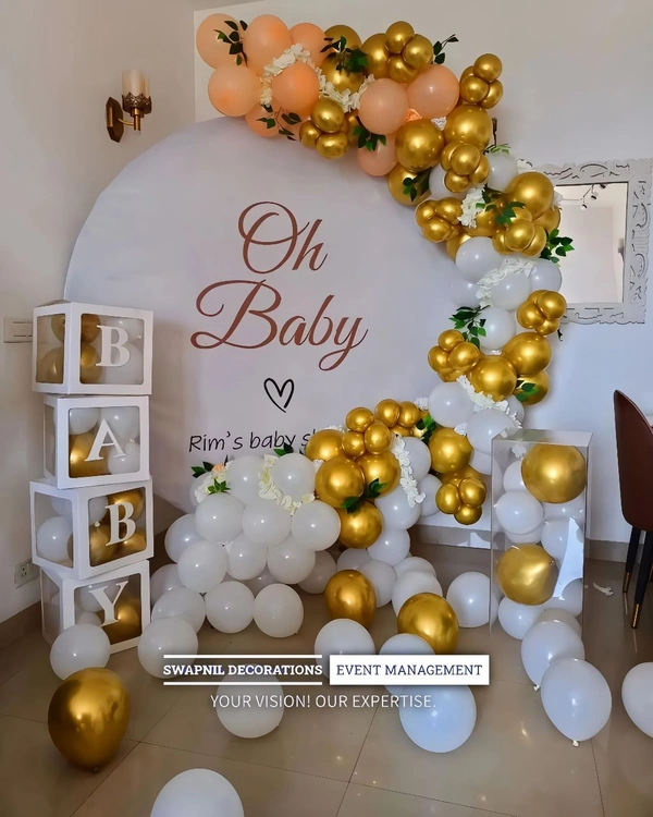 Elegant Baby Shower Balloon Decor ππΆβ¨
