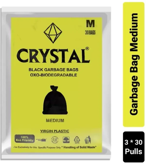 CRYSTAL Oxo-biodegradable Medium 90 bags Garbage Bag Pack Of 90  (90Bag )