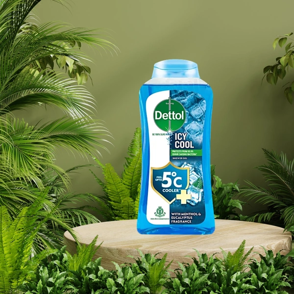 Dettol Icy Cool Shower Gel Bottle For Men -Menthol & Eucalyptus Fragrance - 250ML