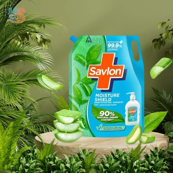 Savlon Moisture Shield Germ Protection Liquid Handwash Refill, Protect from 99.9% Germs Hand Wash Pouch   - 1.35LTR