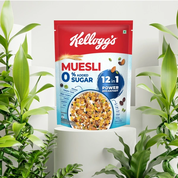 Kellogg's Muesli 0% Added Sugar | 12-in-1 Power Breakfast | India's No. 1 Muesli Pouch - 500GM