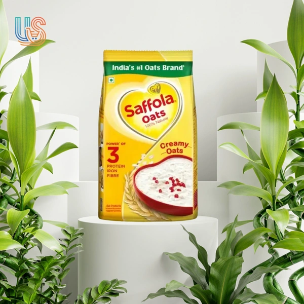 Saffola Rolled Oats, Delicious Creamy Oats, High Protein & Fibre, Healthy Cereal Pouch   - 1kg