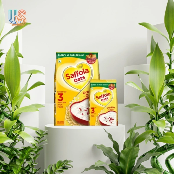 Saffola Rolled Oats,Creamy 100% Natural, High Protein & Fibre, Healthy Cereal, Pouch  (300g SAFFOLA OATS Free)  - 1kg