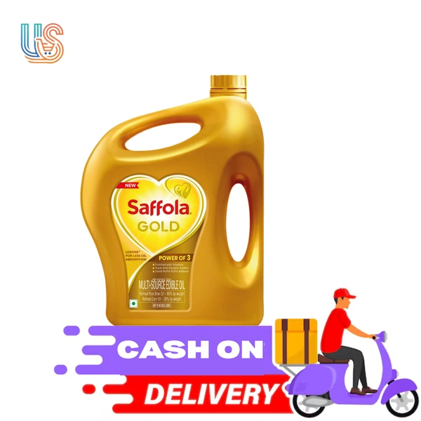 Saffola Gold| Power of 3 | Blend of Rice Bran & Corn Blended Oil Can (Mix Tel)   - 3Ltr Can