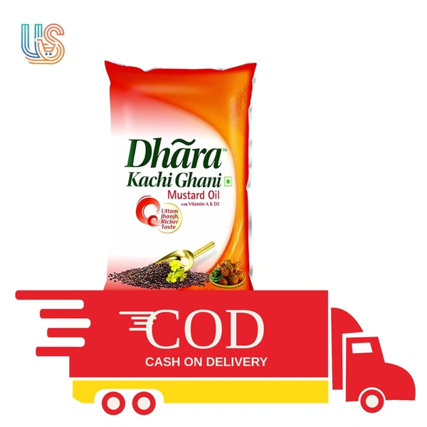 DHARA Kachi Ghani Mustard Oil Pouch (Sarsher Tel)   - 1Ltr Pouch