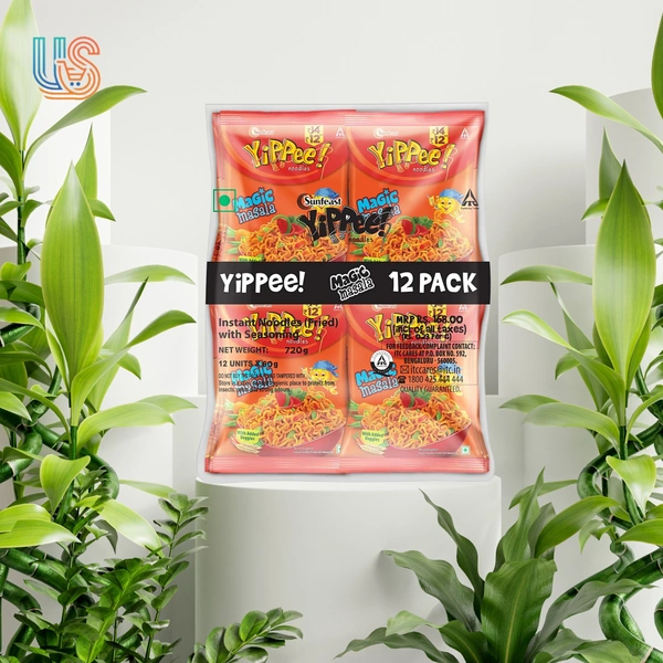 Sunfeast YiPPee! Magic Masala Instant Noodles - 720 g (Pack of 12)