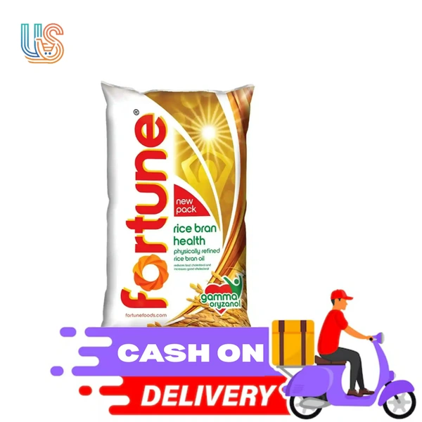 FORTUNE health physically refined Rice Bran Oil Pouch  - 1Ltr Pouch