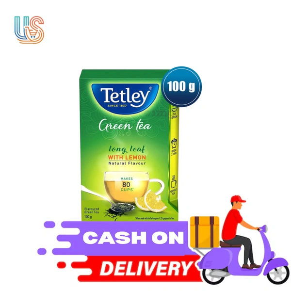 Tetley Green Tea Long Leaf Immune, With Added Vitamin C Lemon Green Tea Box   - 100GM