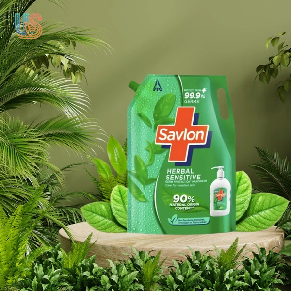 Savlon Herbal Sensitive Germ Protection Liquid Handwash Refill, 99.99% Germ Protection Hand Wash Refill Pouch   - 1.35ML