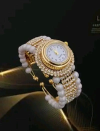 KARMYOG Elegant Gold Fearl Crystal Watch For Women  - gold
