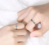 Knight And Princess Blue Diamond Couple Ring Valentine Gift Couple Ring - Silver, Free Size
