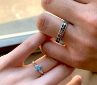 Knight And Princess Blue Diamond Couple Ring Valentine Gift Couple Ring - Silver, Free Size