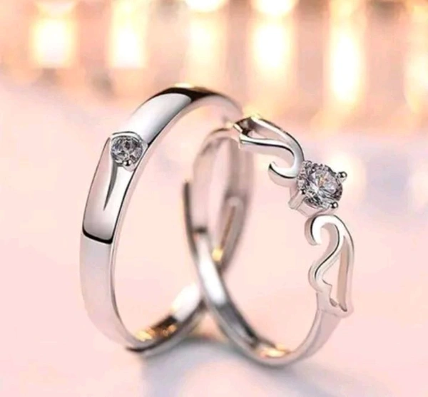 Couple Ring For Valentine's Day Gifts Couple Ring Boys & Girl  - Silver, Free Size