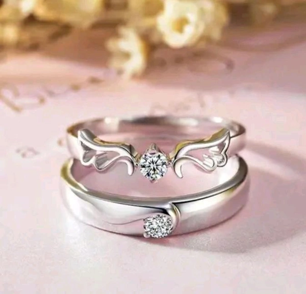 Couple Ring For Valentine's Day Gifts Couple Ring Boys & Girl  - Silver, Free Size