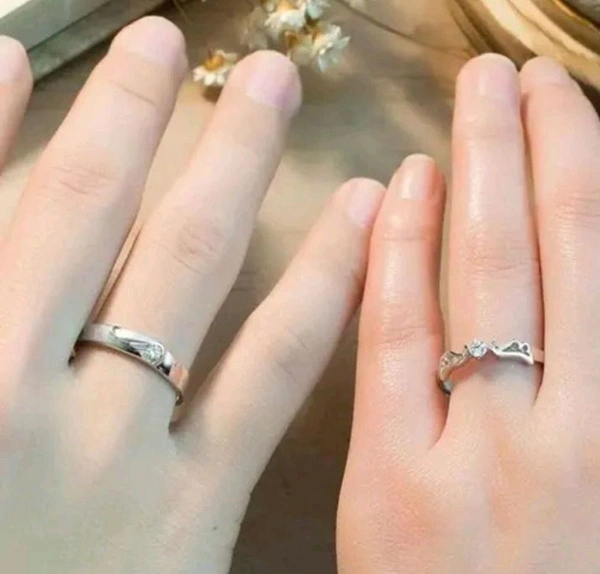 Couple Ring For Valentine's Day Gifts Couple Ring Boys & Girl  - Silver, Free Size