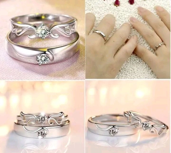 Couple Ring For Valentine's Day Gifts Couple Ring Boys & Girl  - Silver, Free Size